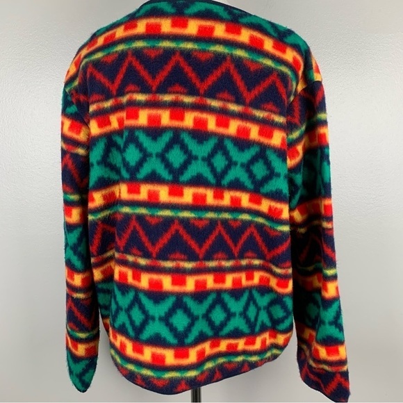 Vtg 80s 90s Biacci geometric aztec print fleece jacket - Picture 3 of 6